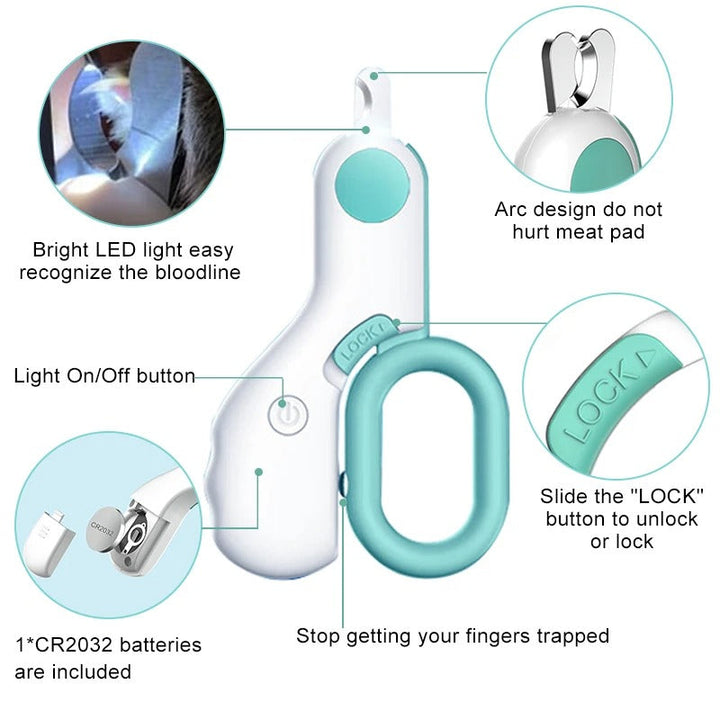 Professional Nail Clipper for Pets with Integrated Light Bowlift