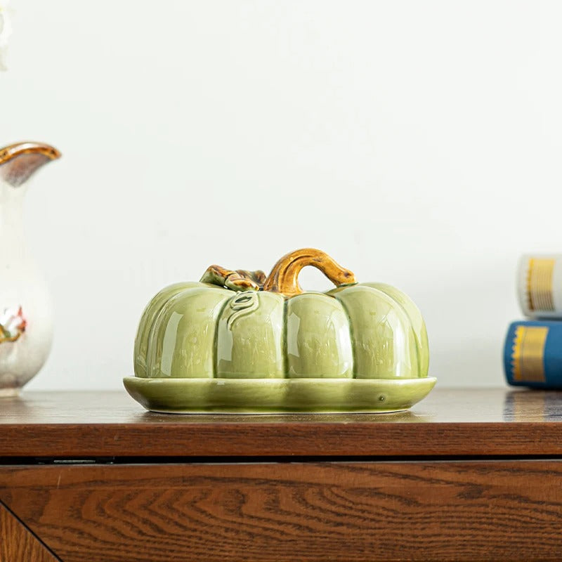 BowLift | Pumpkin-Shaped Ceramic Plate | Rustic Fall Tableware | Durable & Dishwasher Safe | PumpkinWare