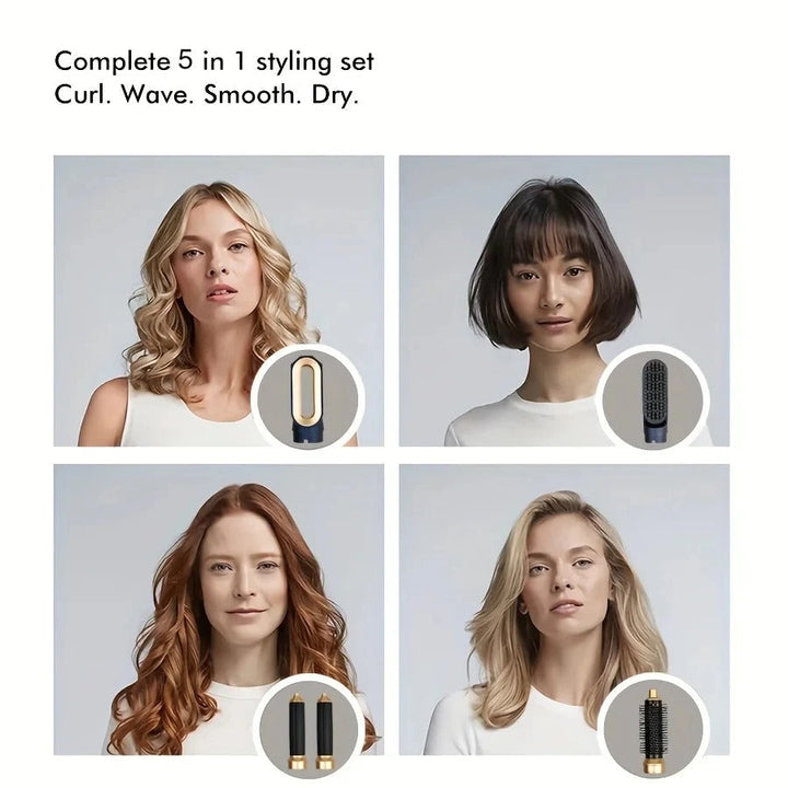 BowLift | Glossify 5-in-1 Hair Styler | 1000W Hot Air Brush with Ionic Technology