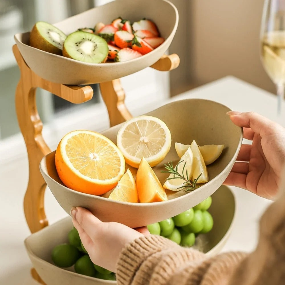 BowLift | BambuNest – Modern Bamboo Fruit Basket with Removable Trays & Multi-Tier Design