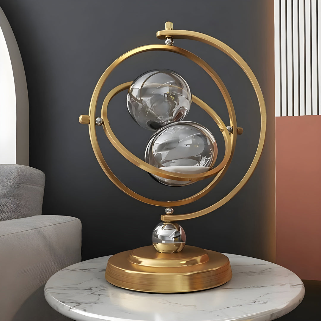 Hourglass in Globe Design – Vintage Look, Antique Style for Living Room or Office | Bowlift