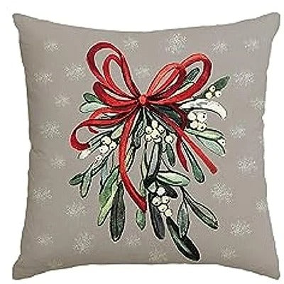 BowLift | MerryCushion – Green Cushion Cover with Festive Christmas Print 45x45 cm