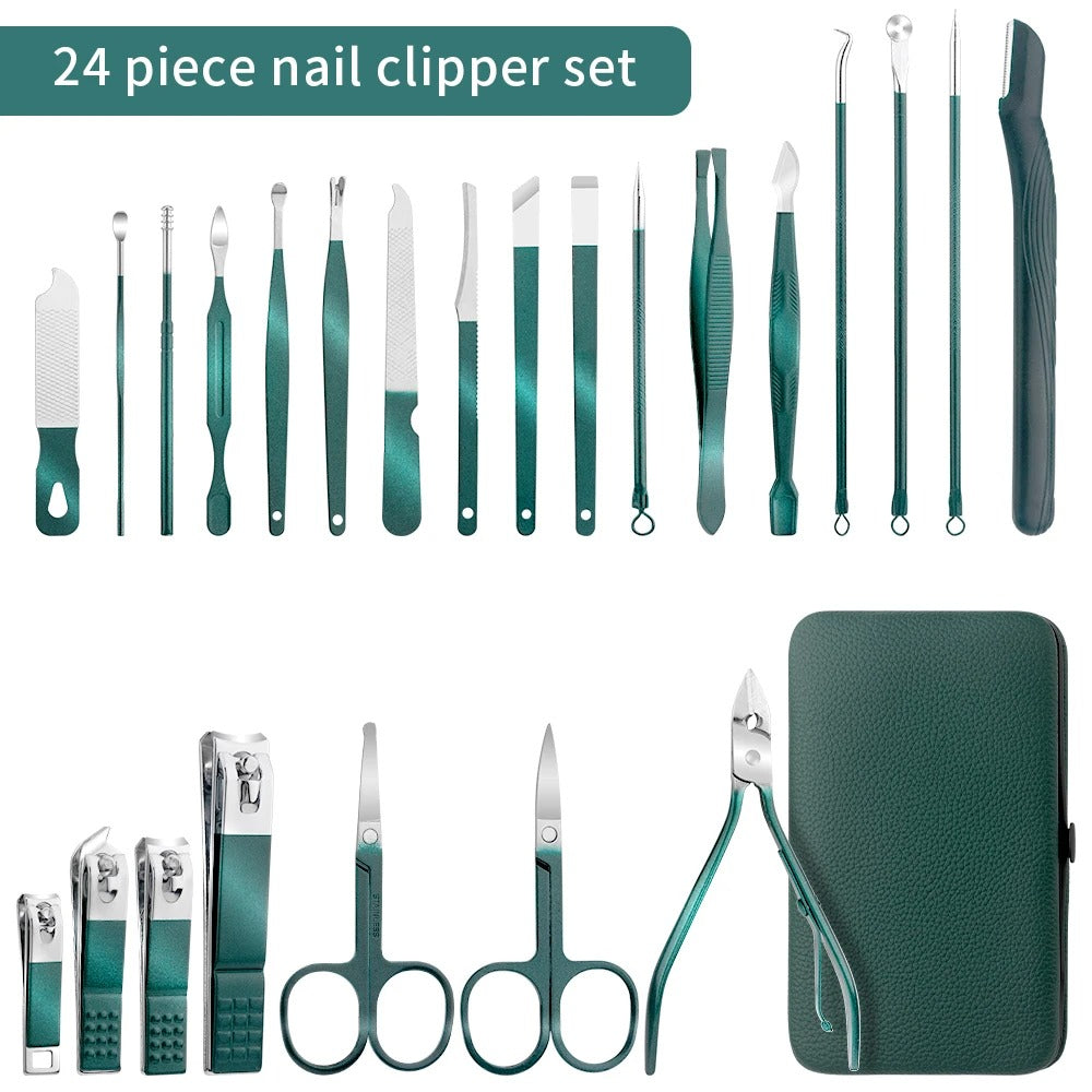 BowLift | Stainless Steel Grooming Set | 7, 13, or 24-Piece Kits for Manicures & Pedicures at Home or Travel