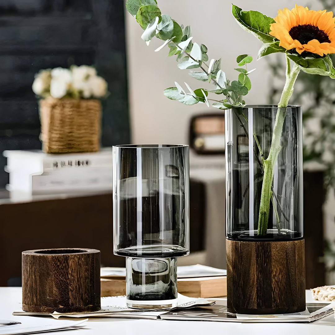 TranquilBowliftoom Vase – European Hydroponics Wood and Glass Vase | Bowlift