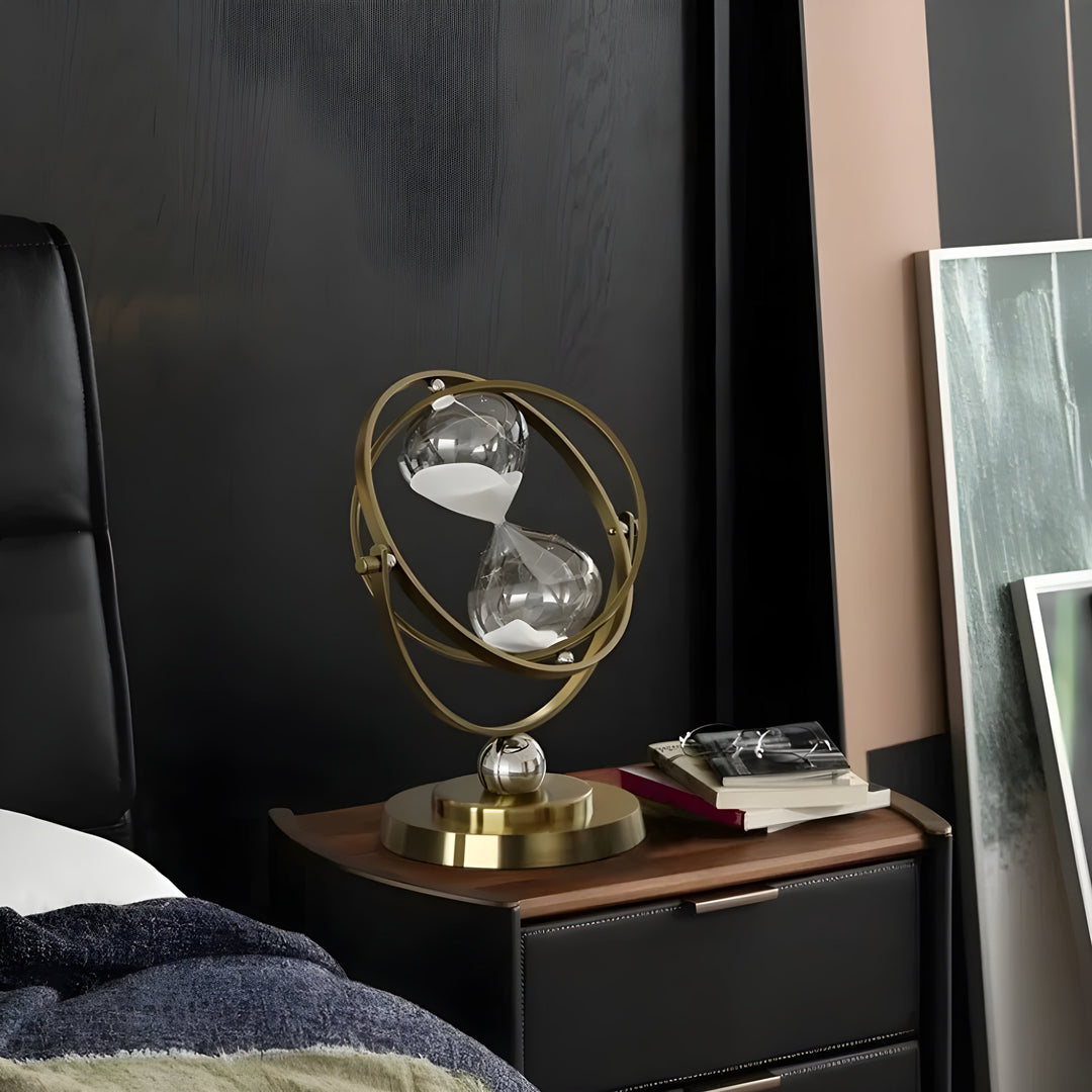Hourglass in Globe Design – Vintage Look, Antique Style for Living Room or Office | Bowlift