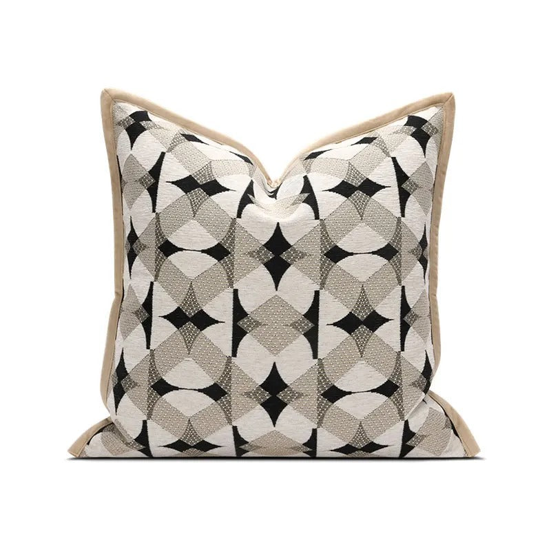 BowLift | RegalRest Sofa Cushion Cover - Geometric Cushion Cover in Black and Khaki - Modern Elegance