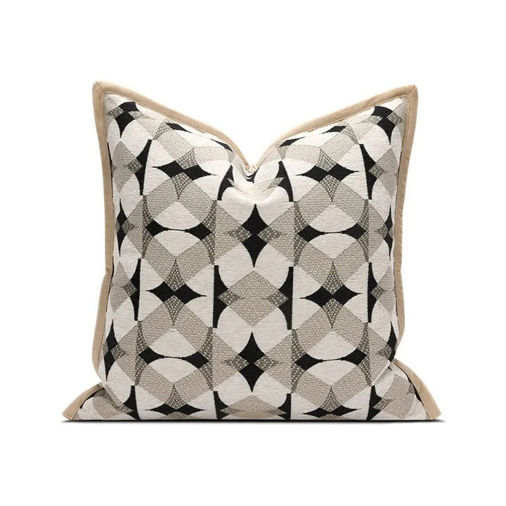 BowLift | RegalRest Sofa Cushion Cover - Geometric Cushion Cover in Black and Khaki - Modern Elegance