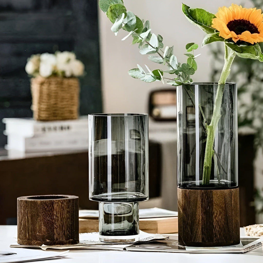 HydroGlass Vase - European Wood-Transparent Glass Vase | Bowlift