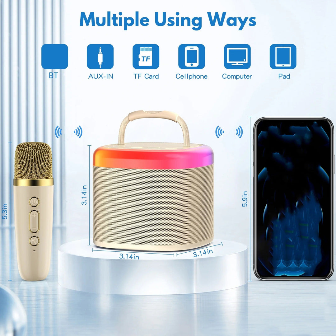 BowLift | Mini Karaoke Machine with Wireless Microphones – Portable Bluetooth Speaker for Kids