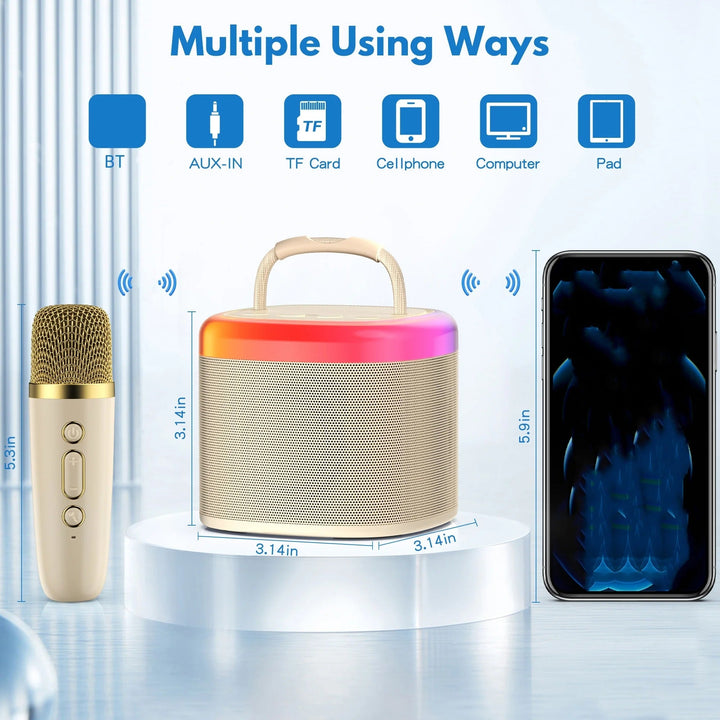 BowLift | Mini Karaoke Machine with Wireless Microphones – Portable Bluetooth Speaker for Kids
