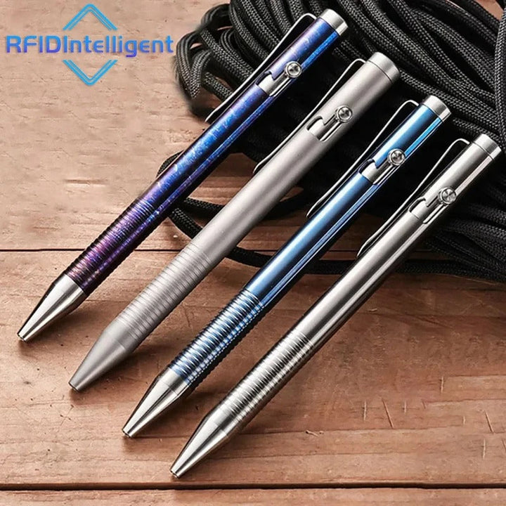BowLift | Stonewashed Titanium Bolt Action Pen – Durable Metal Mechanical Writing Pen