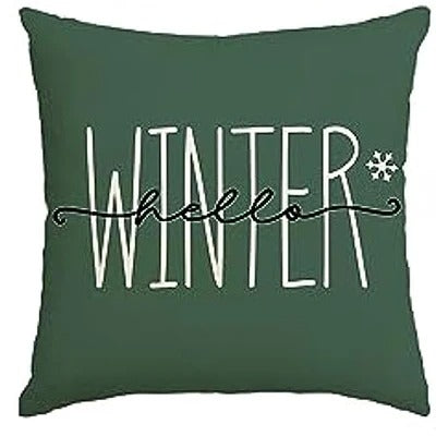 BowLift | MerryCushion – Green Cushion Cover with Festive Christmas Print 45x45 cm