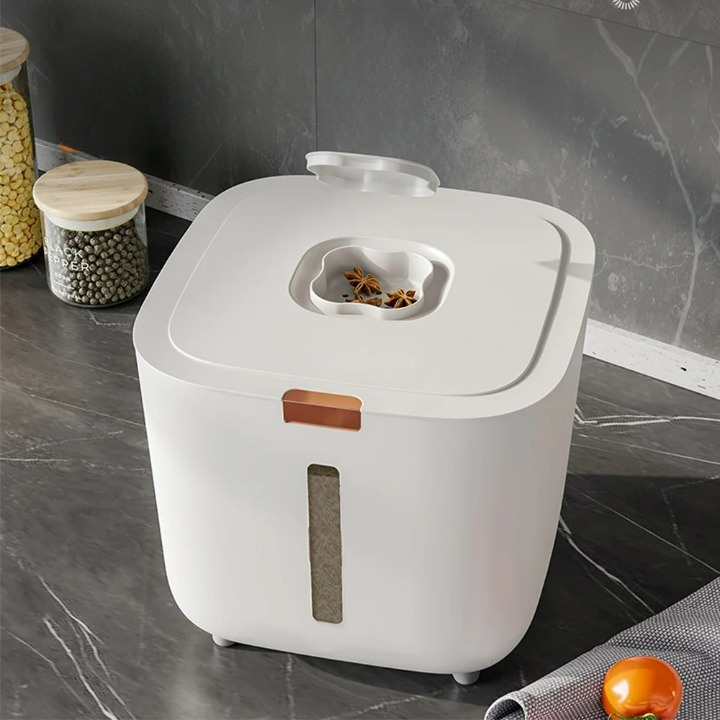 VoorraadKlik – Airtight dispenser box with measuring cup for rice and grains (5 or 10 kg) | Bowlift