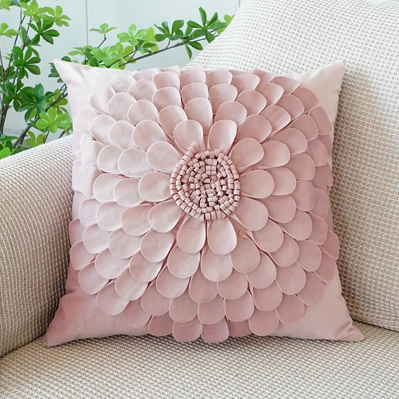 Pink Cushion Cover with Floral Pattern – Decorative Pillowcase for Living Room and Kids Room | Bowlift