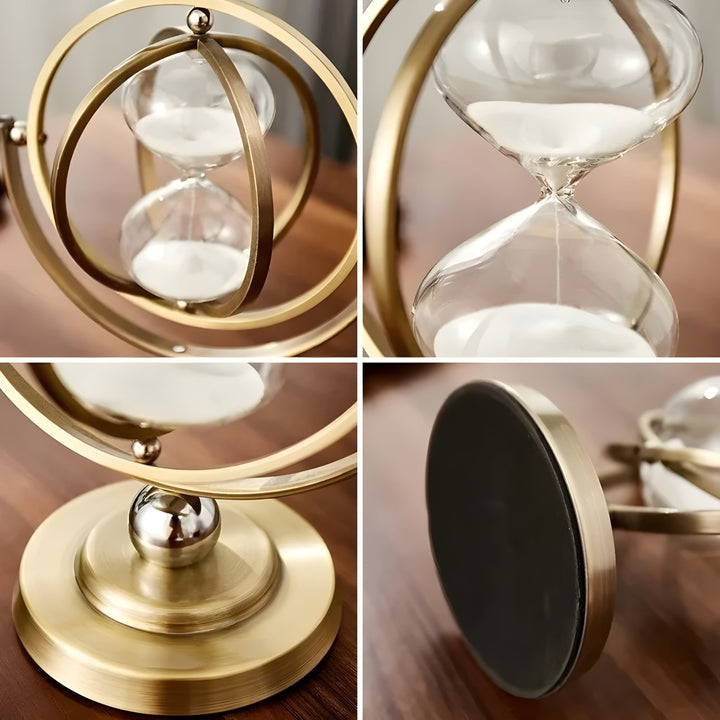 Hourglass in Globe Design – Vintage Look, Antique Style for Living Room or Office | Bowlift