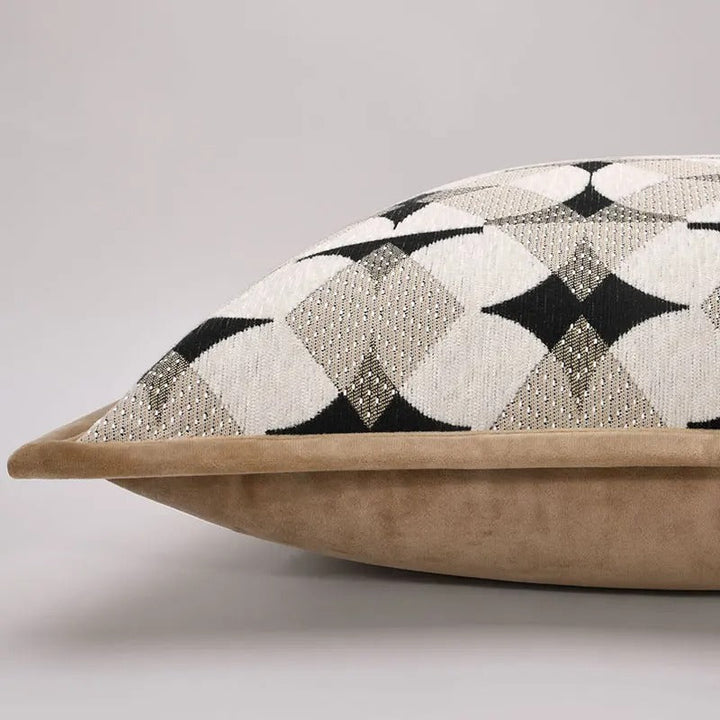 BowLift | RegalRest Sofa Cushion Cover - Geometric Cushion Cover in Black and Khaki - Modern Elegance