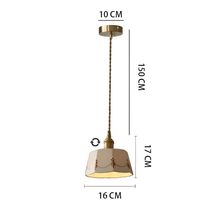 Elegant pendant lamp with classic ceramic pattern Bowlift