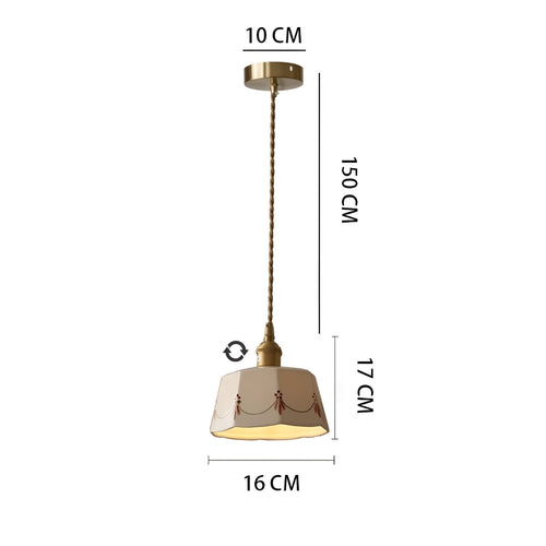 Elegant pendant lamp with classic ceramic pattern Bowlift