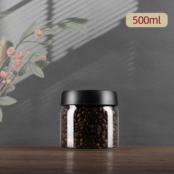 BowLift | Glass coffee bean storage container with aroma protection lid for long-lasting freshness