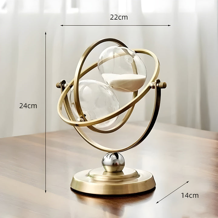Hourglass in Globe Design – Vintage Look, Antique Style for Living Room or Office | Bowlift