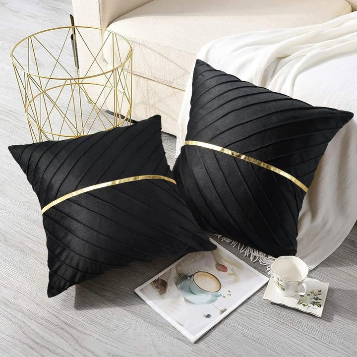 BowLift | Noir Élégance Cushion Cover - Luxury Velvet Cushion Cover with Gold Sequins - Refine Your Interior