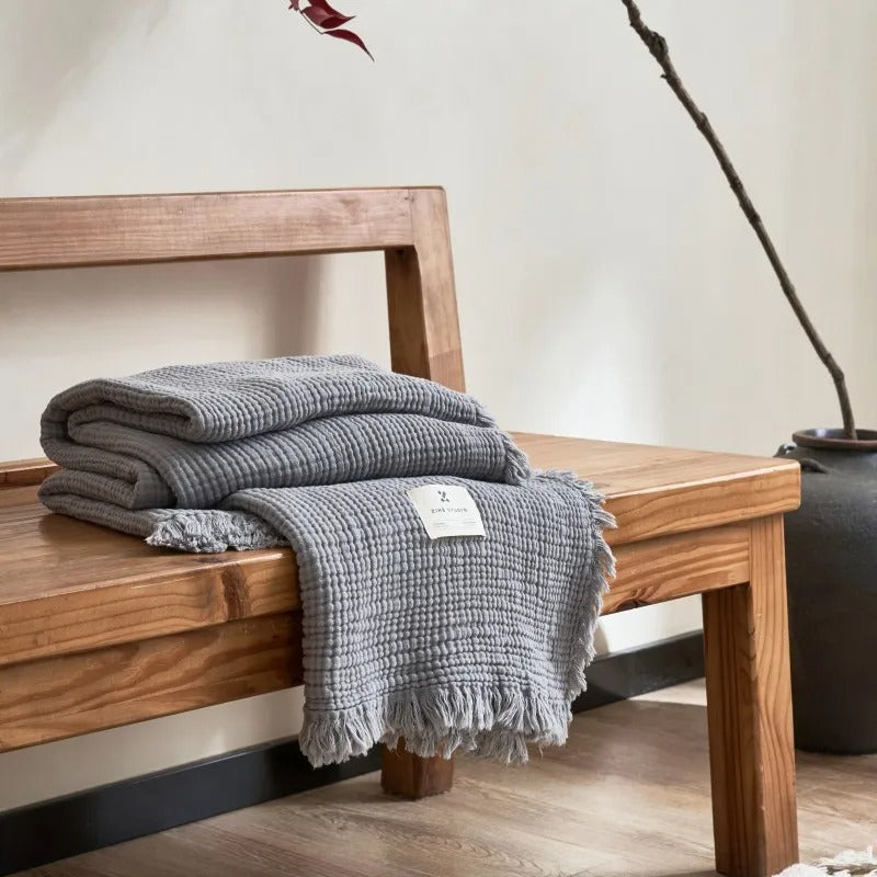 BowLift | Allison Tassel Cotton Blanket 100% Woven Throw Blanket
