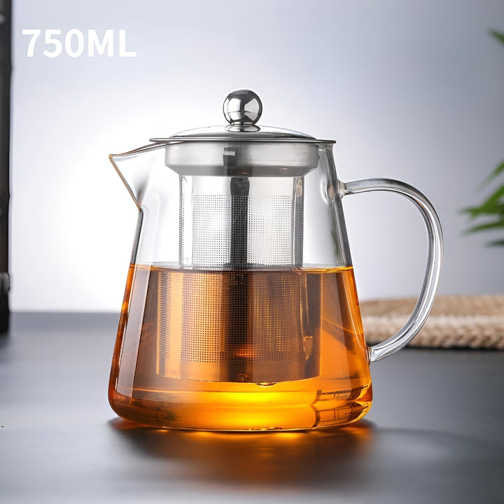 BowLift | Teekanne Claritéa | Borosilicate glass | With stainless steel filter & wooden lid | Heat resistant & dishwasher safe