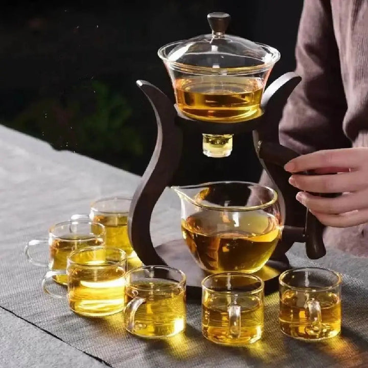 Glass Teaset with Magnetic Flow – Semi-Automatic Pot, Heat Resistant and Elegant | Bowlift