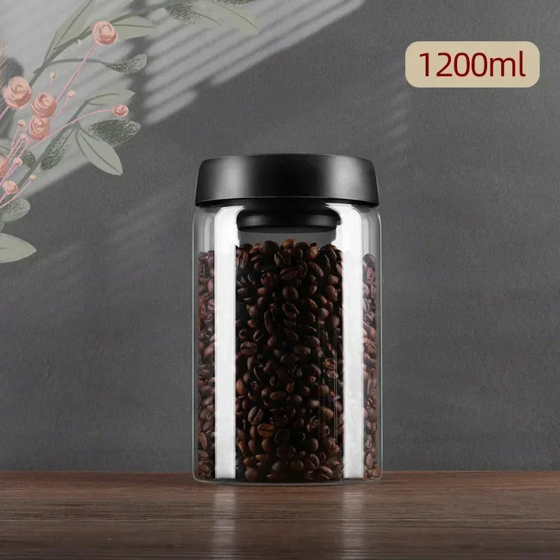 BowLift | Glass coffee bean storage container with aroma protection lid for long-lasting freshness