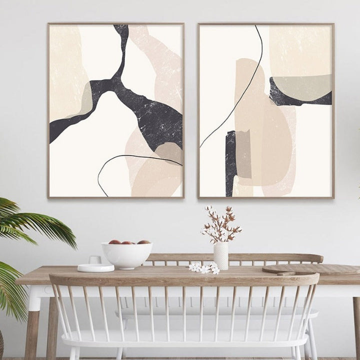 Abstract Beige Marble Geometric Shapes - Canvas Wall Art Print | Bowlift