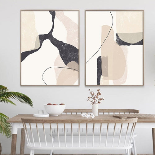 Abstract Beige Marble Geometric Shapes - Canvas Wall Art Print | Bowlift