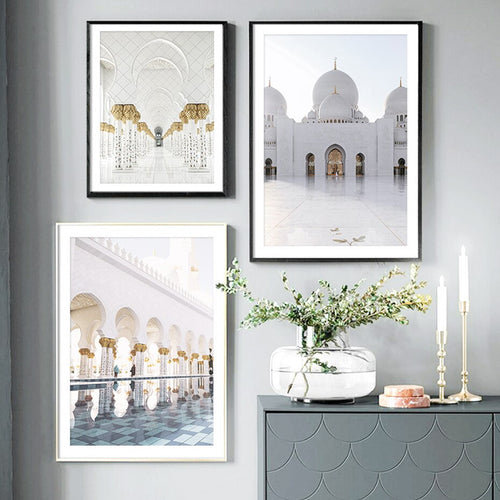 Beautiful White & Gold Mosque Arch - Canvas Wall Art Print | Bowlift