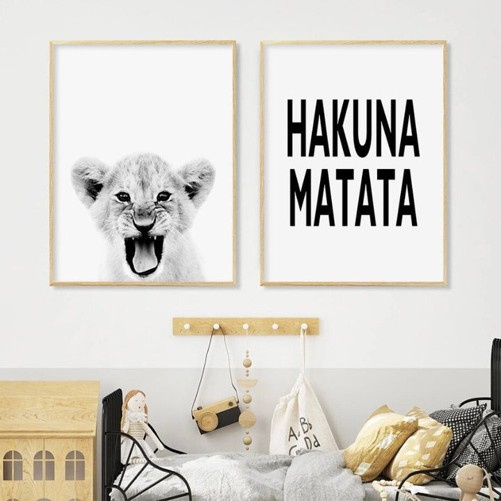 Black & White African Lion - Canvas Wall Art Print | Bowlift