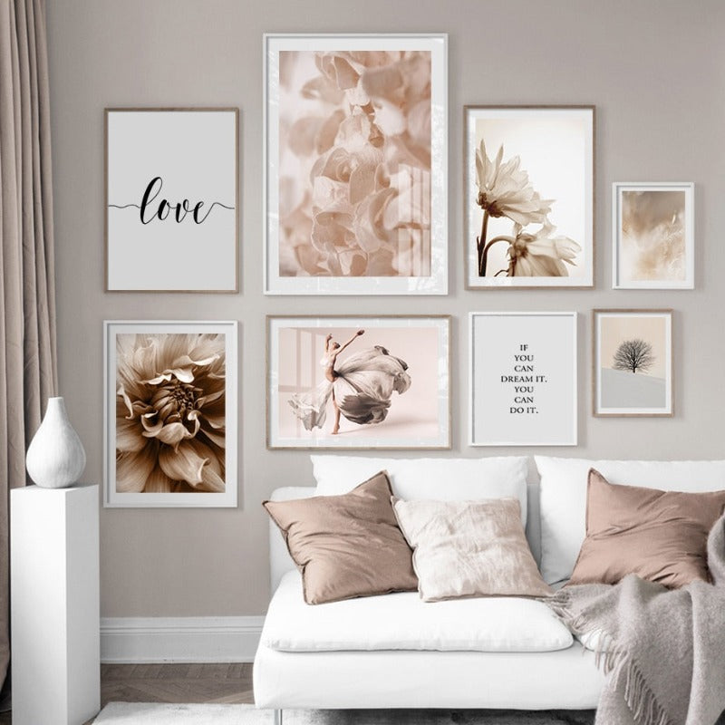 Bohemian Style Blush Flower Petal - Canvas Wall Art Print | Bowlift