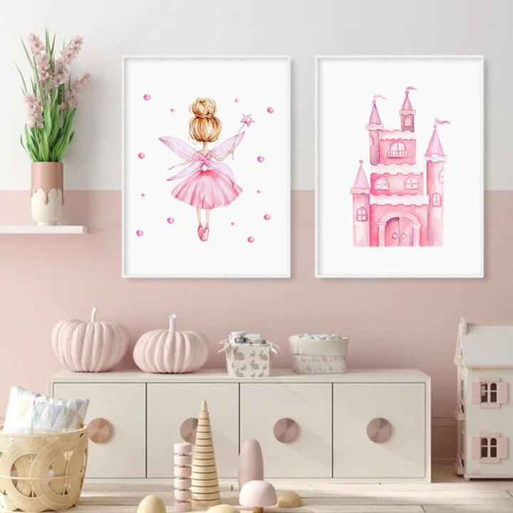 Princess Pink Dream Castle - Canvas Wall Art Print | Bowlift