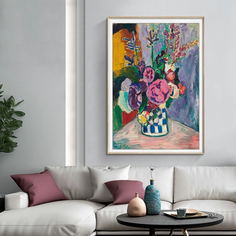 Vintage Matisse Peonies Flower - Canvas Wall Art Print | Bowlift