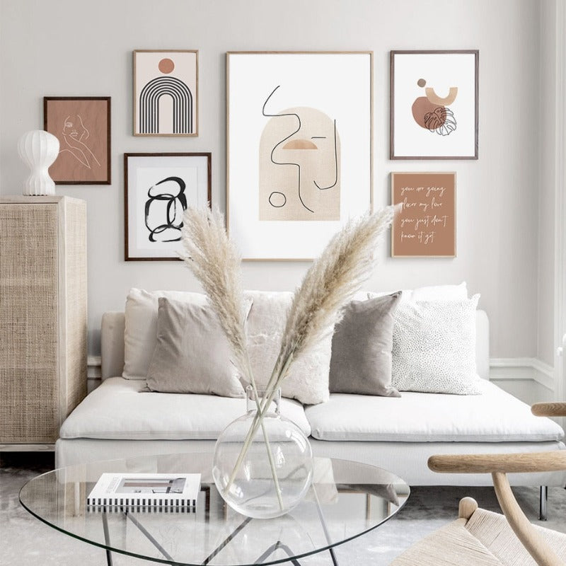 Abstract Boho Nature Beige Contemporary Rainbow - Canvas Wall Art Print | Bowlift