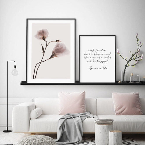 Abstract Pink Floral Silhouette At Dusk  - Canvas Wall Art Print | Bowlift