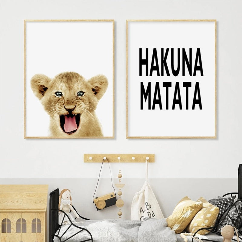 Black & White African Lion - Canvas Wall Art Print | Bowlift