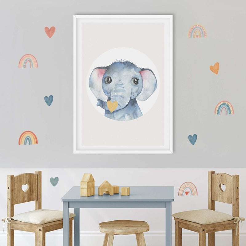 Cute Colorful Rainbow Heart - Removable Wall Decal | Bowlift