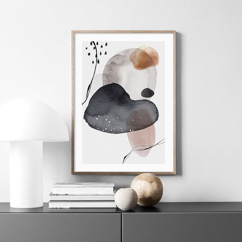 Dark Abstract Watercolor Circles - Canvas Wall Art Print | Bowlift