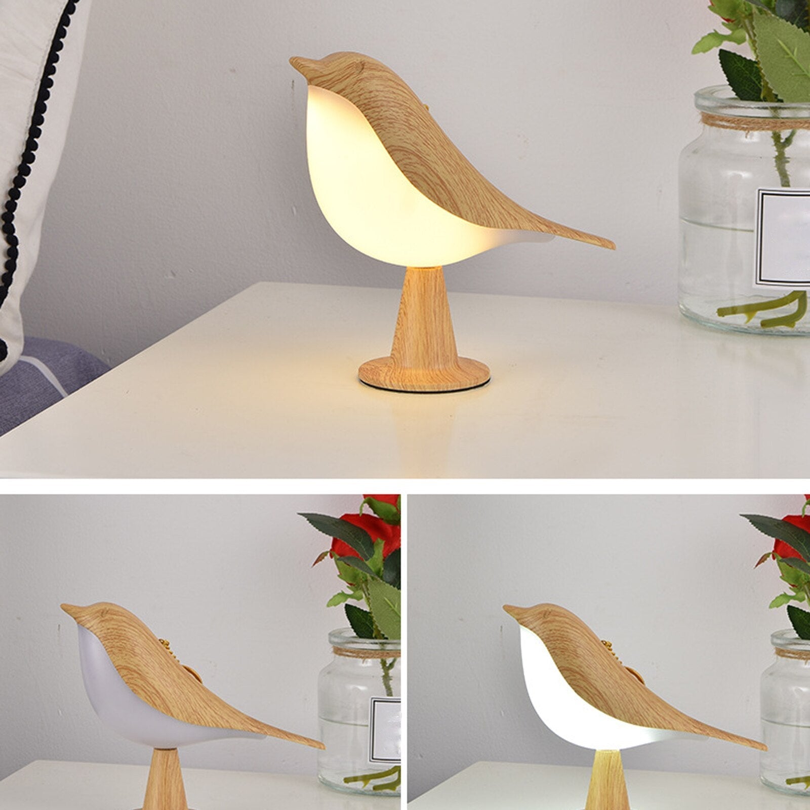 BowLift | Table Lamp Bird Shape Wood Effect LED