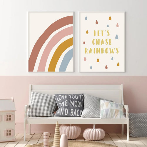 Let's Chase Rainbows Kids - Canvas Wall Art Print | Bowlift