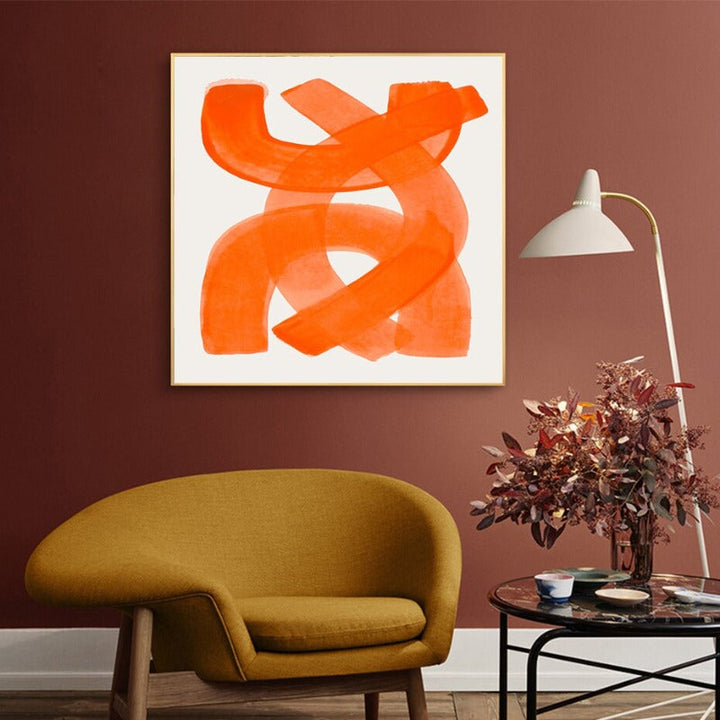 Abstract Orange Brush Strokes - Canvas Wall Art Print | Bowlift