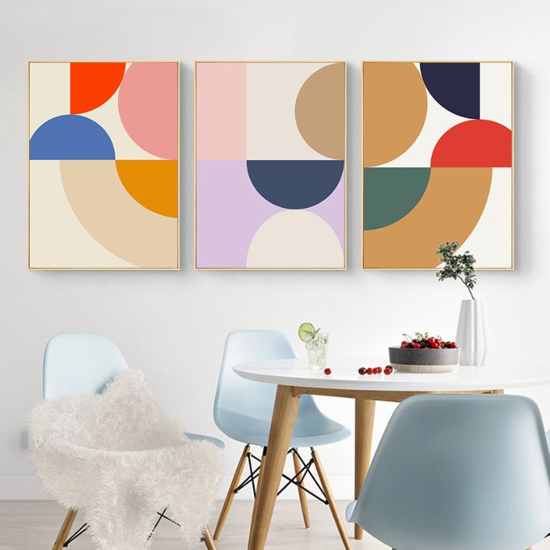 Modern Abstract Geometric Color Block - Canvas Wall Art Print | Bowlift