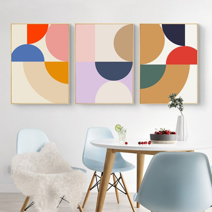 Modern Abstract Geometric Color Block - Canvas Wall Art Print | Bowlift