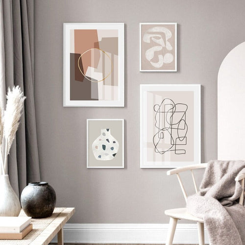 Modern Neutral Abstract Line Art  - Canvas Wall Art Print | Bowlift