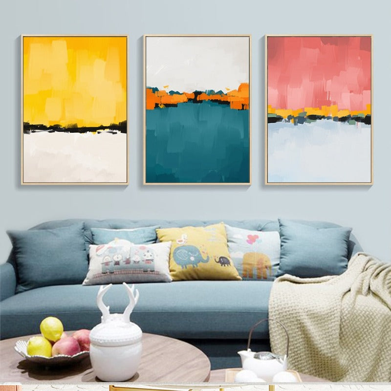 Abstract Multi Colors Brushstroke - Canvas Wall Art Print | Bowlift