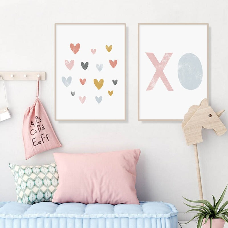 Lovely Rainbow Cartoon Girl Nursery - Canvas Wall Art Print | Bowlift