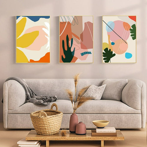 Colorful Abstract Tropical Plants - Canvas Wall Art Print | Bowlift